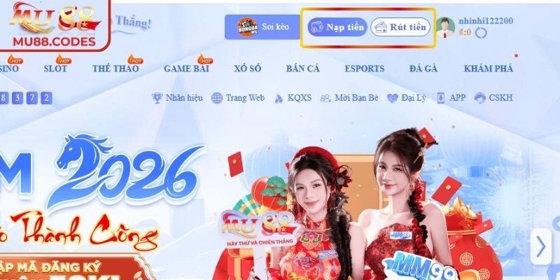 Quy trình nạp rút tiền MU88 qua ngân hàng nhanh và bảo mật